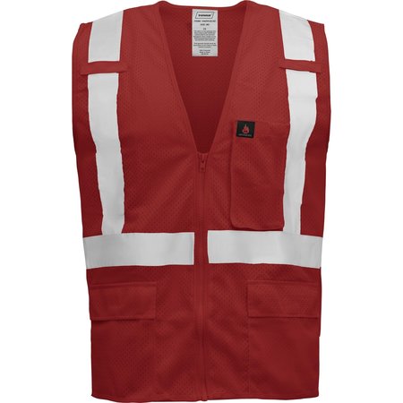 IRONWEAR Standard Safety Vest w/ Zipper & Radio Clips (Red/Large) 1284-RZ-RD-LG